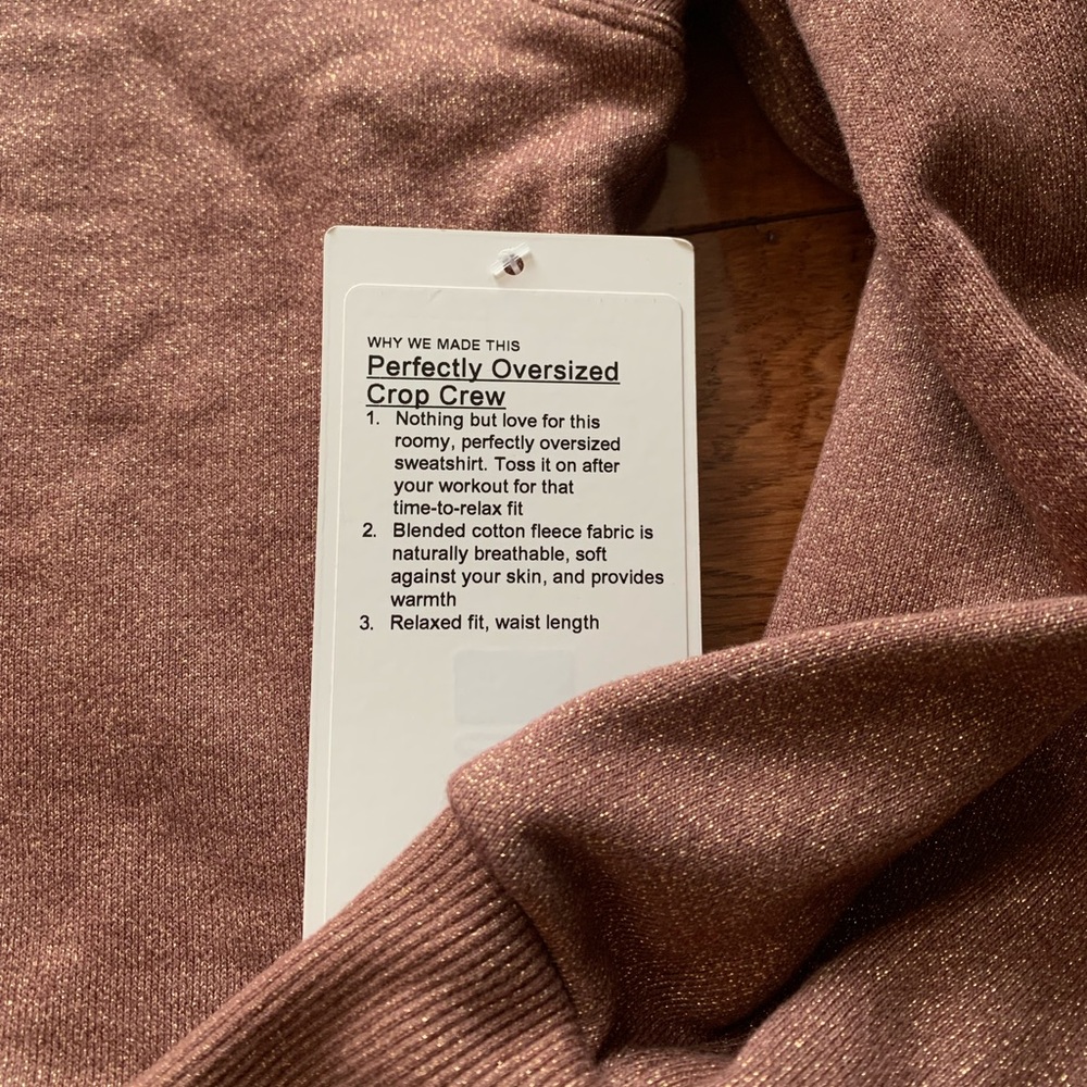 🎁LULULEMON PERFECTLY OVERSIZED CROPPED CREW*SPARK-SMOKY TOPAZ-6/8/10🎁 - Picture 12 of 13
